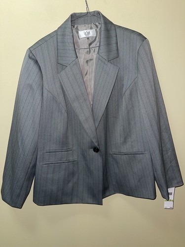 LE SUIT WOMEN PLUS SIZE HERRINGBONE ONE-BUTTON BLAZER BLACK MULTI COLOR SIZE 18W - Picture 7 of 12