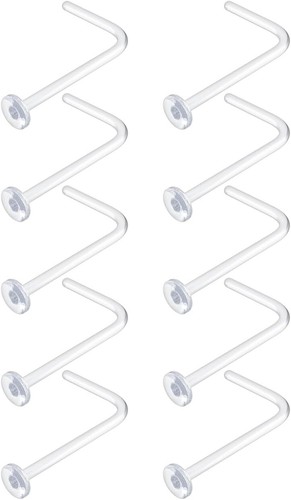20g Clear Nose Ring Retainer Bioflex L Shape Nose Rings Studs - Plastic Retainer