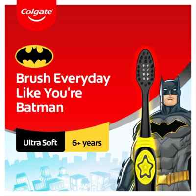 BUNDLE OF 3 COLGATE ULTRA SOFT KIDS BATMAN TOOTHBRUSH 6+ YEARS | MALAYSIA