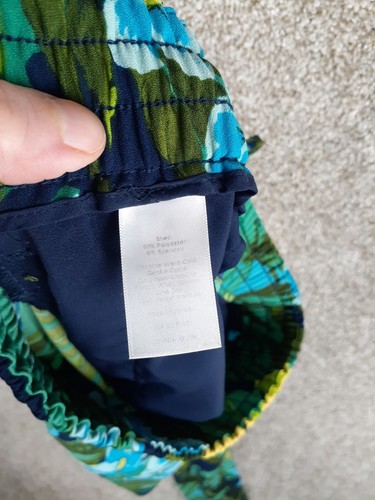Talbots Floral Pull On Pants Womens P Petite Blue Green Pockets Tapered Beach - Picture 5 of 10