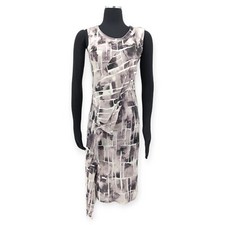 Simply Vera Vera Wang Black White Tie Dye Sleeveless Pleated Casual Dress Small