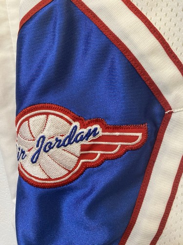 Vintage Jordan Wings Shorts Mens XL White Blue Red Baggy, Xtra Long Excellent - Picture 15 of 21