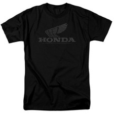 Honda Mens T-Shirt Distressed Vintage Grey Wing Black Tee