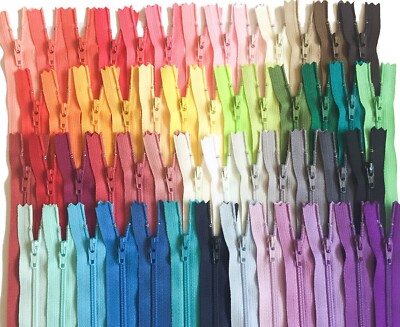 Assorted Nylon Zippers, Wholesale YKK Zippers, Closed End Clothing Zips- 110 pcs