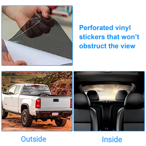 Back Window American Flag See Through Rear Decal Wrap Tint For Car