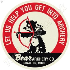 BEAR ARCHERY GRAYLING,MI 11.75in ROUND METAL SIGN