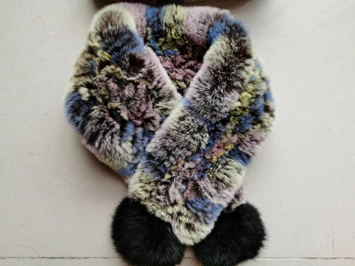 Winter New Children's Fur Hats Scarf Real Rex Rabbit Fur Cap Winter Headwear - Picture 8 of 25