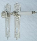 Jugendstil Haustür Drückergarnitur matt vernickelt und gebürstet 30-2-NMW