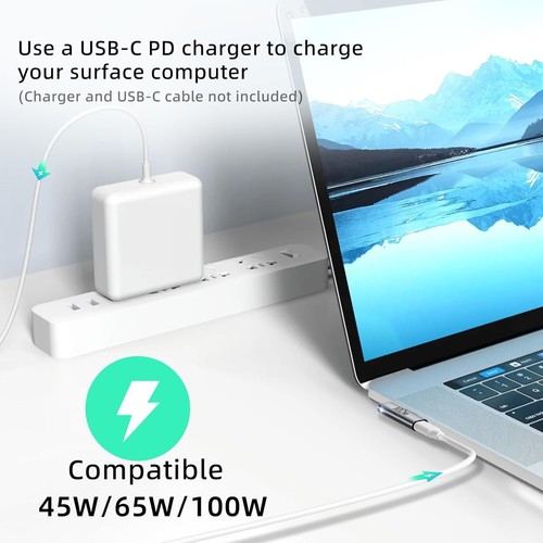 Type C PD Fast Charging Plug 45W 102W USBC Adapter Converter Microsoft Sueface - Picture 7 of 8