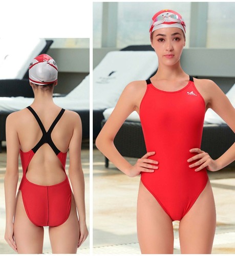 1 pc training swimsuit endurance chlorine-resistance swimsuit Y613 red swimsuit - Bild 2 von 4