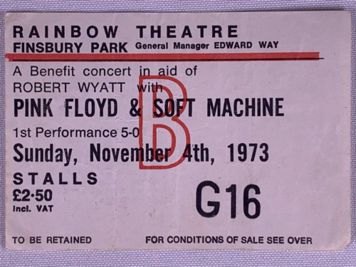 Pink Floyd Ticket Original Vintage Dark Side of the Moon Tour Rainbow 1973 #2 - Picture 1 of 12