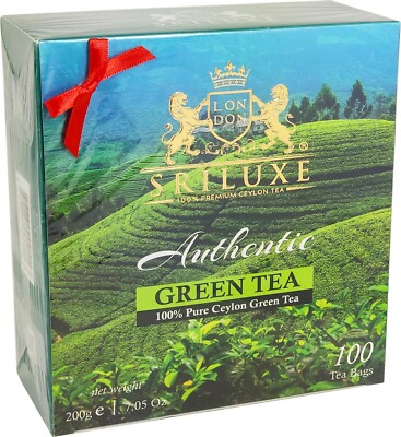 SRILUXE - Premium Qualität Ceylon Grüntee 100 Teebeutel Luxus Tee | Top Geschenk |