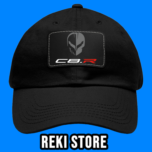 C8R Corvette Racing Cappello papà stampato nero con toppa in pelle
