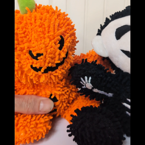 Tuffy Mighty Microfiber Halloween Dog Toy Pumpkin Skeleton Pals Gently Used - Video 1 of 1