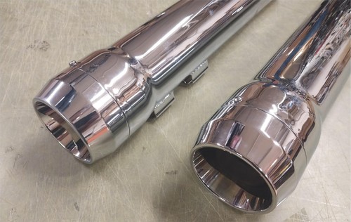 4 1/2" Chrome Muffler 1995-2016 FLH Harley 5" Taper Exhaust Tip Bagger Touring - Picture 4 of 9