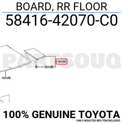 5841642070C0 Genuine Toyota BOARD, RR FLOOR 58416-42070-C0 | eBay 