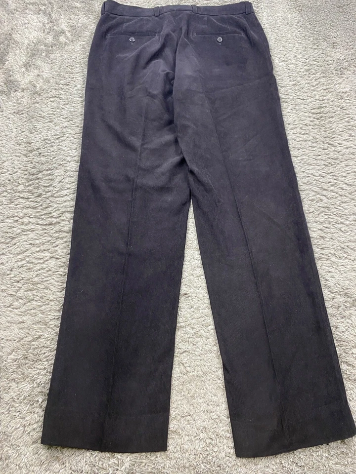 Pantalones chinos rectos Linea Naturale para hombre 34x33 negros de pana frente plano Foto 2 de 4