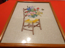 LARGE NEEDLEPOINT FLOWERS IN VASE FRAMED 21 x 17 in BEAUTIFUL CRAFTSMANSHIP 863