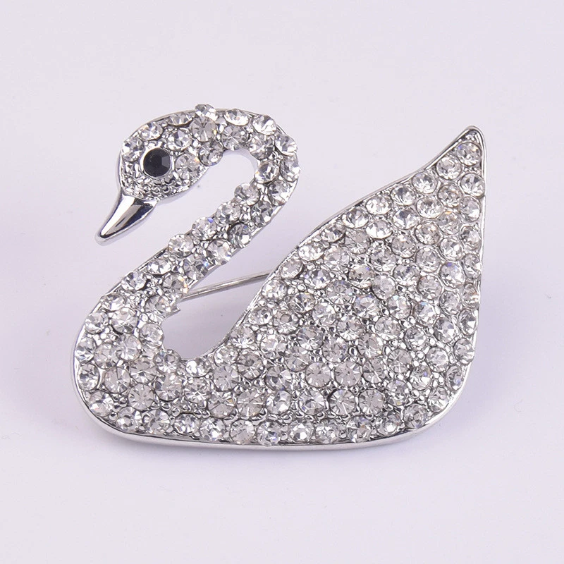 Лебедь птица брошь заколка для женщин серебро блестящий женщины ювелирные изделия хрустальные стразы - Изображение 2 из 4