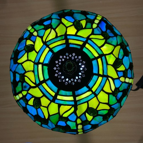 Lámparas Tiffany Vidrieras Verde Estilo Libélula Cuentas de Cristal Sombra Artesanal - Imagen 11 de 18