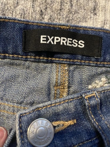 Express Skirt Womens size 2 Blue Denim Jean Floral Embroidered Cotton Festival - Picture 3 of 3
