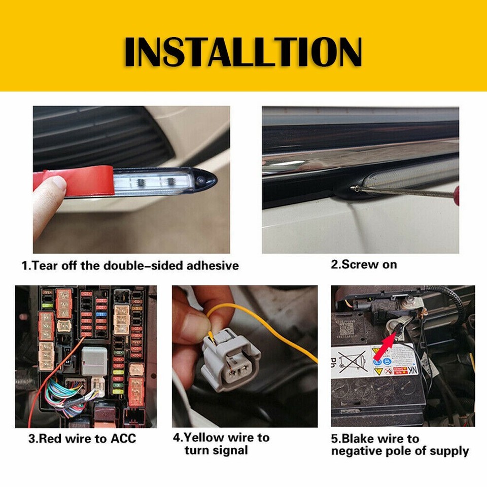 23.6" LED Switchback DRL Tube Light Strip Amber Turn Signal - Foto 3