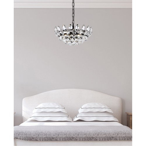 Crystal Chandelier Pendant Light Fixture Black Foyer Dining Room or Kitchen 16" - Picture 2 of 9