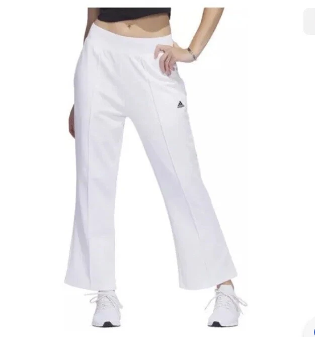 Adidas Women's Xpress Flare Wide Leg White Sweat Warm Up Pants Large NWT