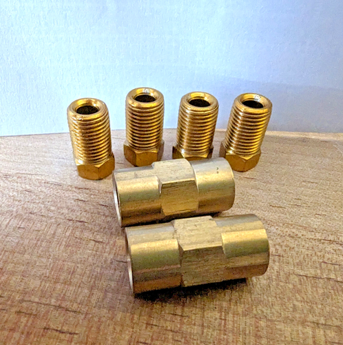 SALE 3/16" Brake Line Repair Kit M10 Inverted Flare 4x Tube Nuts 2x Unions - Picture 2 of 6