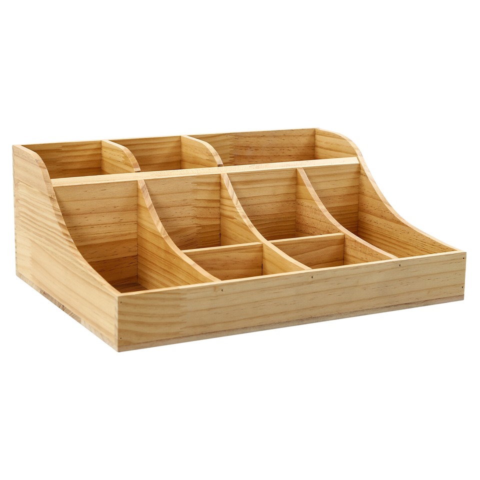 Pine Condiment Organizer, Organizer with 9 Compartment, Wooden ...