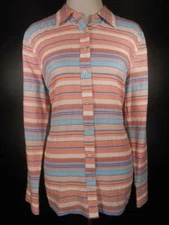 Beautiful Women's Medium Talbots Pink Striped Long Sleeve Fitted Button Blouse
