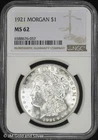 1921-P $1 Morgan Silver Dollar NGC MS 62 | Uncirculated UNC