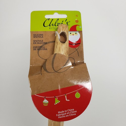 Chloe's Kitchen Silicone Scraper Spoon Wood Handle Santa & Gingerbread man 12in - Picture 5 of 6