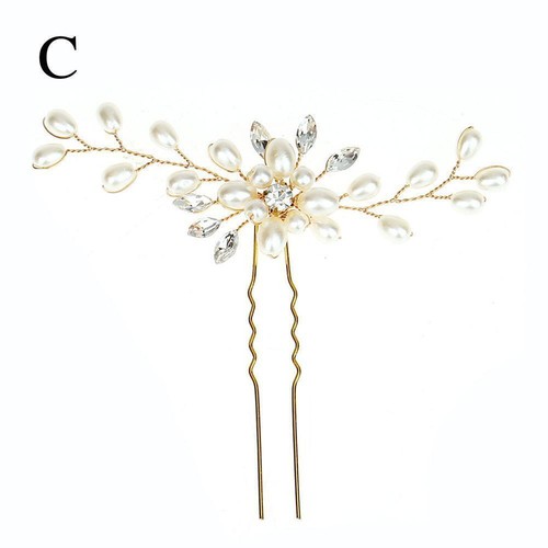 Flower Wedding Hair Pins Bridesmaid Crystal Jewelry Pearls Clips Grips I9N2 - Picture 19 of 21