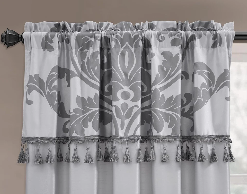 Juego de Cortinas Florales Jacquard Royal Chezmoi Collection con Cenefa Adjunta Foto 4 de 4