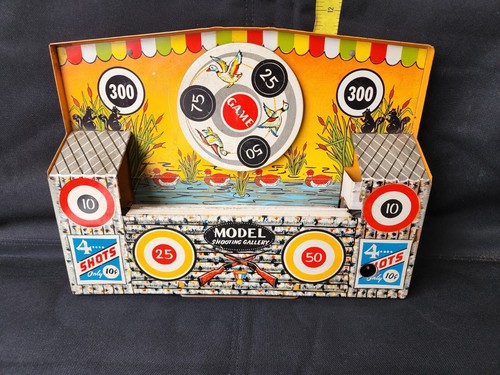 Vintage Wyandotte Mechanical Shooting Gallery Pressed Tin Toy Great Shape