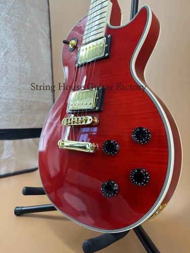 Custom Chibson LP Red Electric Guitar Gold Part Mahogany Body Maple Fretboard - 第 7/11 張圖片
