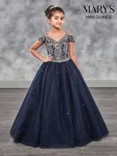 Mary's Little Quince MQ4002 Midnight Blue Girls Pageant Gown Dress sz 16 NWT