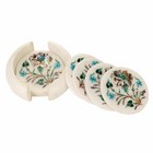 Marble Coaster Set Multi Color Stones Pietra Dura Handmade For Home Decor Gifts