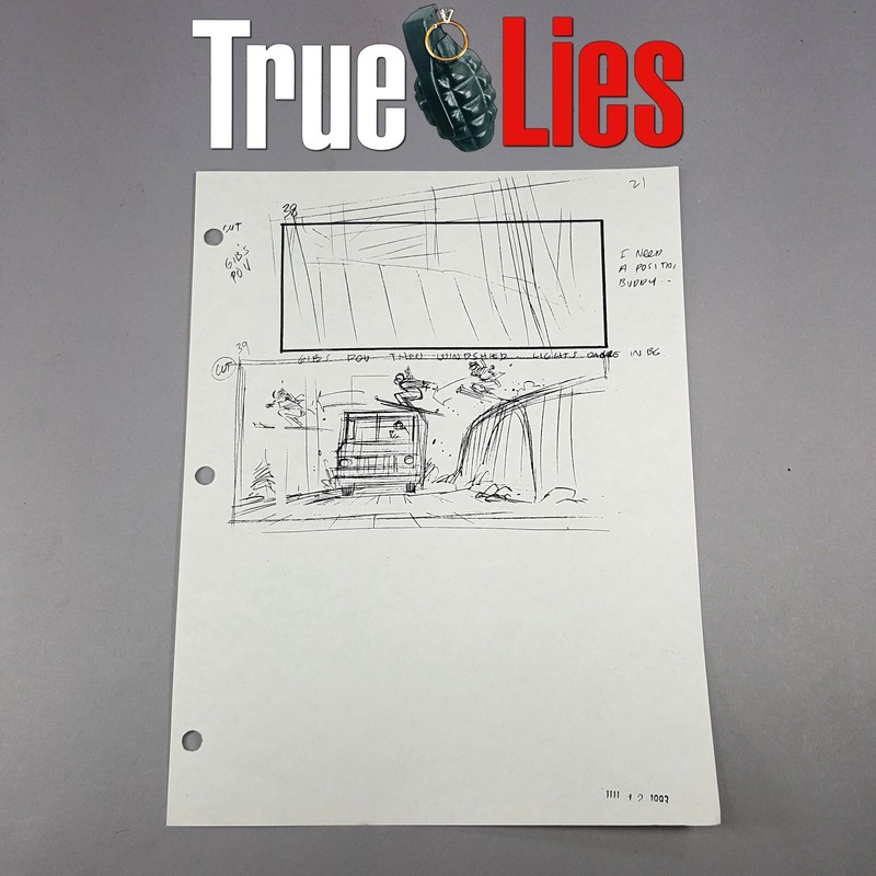 Image 8 of True Lies - Production Used Storyboard,  Gibs Driving in Van, Ski Chase, COA