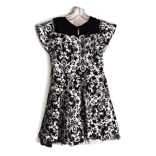 GORGEOUS GIRLS KNITWORKS DRESS 16 1/2 - WHITE / FLOCKED FLORAL PATTERN -CLEAN! - Picture 2 of 3