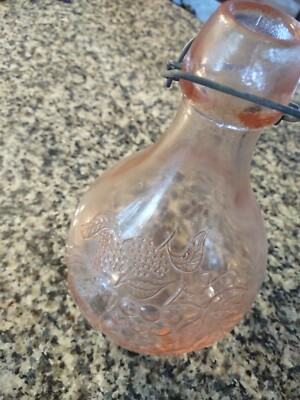 Large thick Glass Pink wine bottle without stopper Casadis Milano