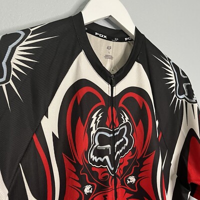 Fox Mens Cycling Jersey Red Skull Mountain Bike Motorcross