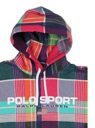 Polo Sport Ralph Lauren Madras Hoodie Sweatshirt bunt Jungen 14 Jahre  - Bild 2 von 9
