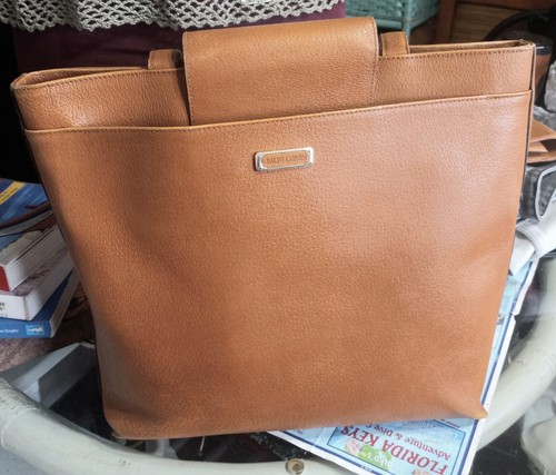RALPH LAUREN RL96 Sterling Silver HALLMARKED Tan Leather Tote Bag - Picture 8 of 17