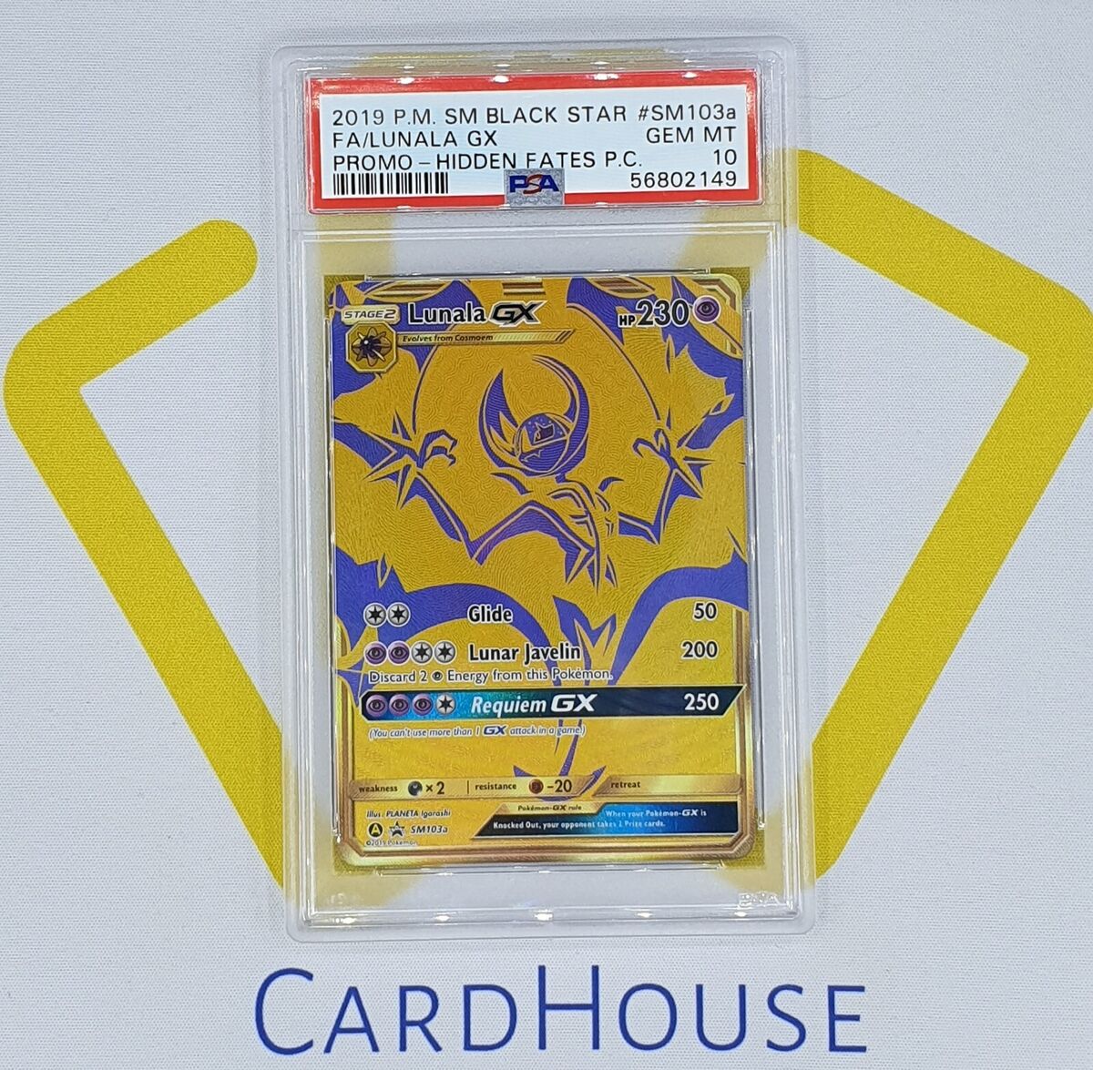 PSA 10 GEM MINT Lunala GX SM103a Hidden Fates Full Art