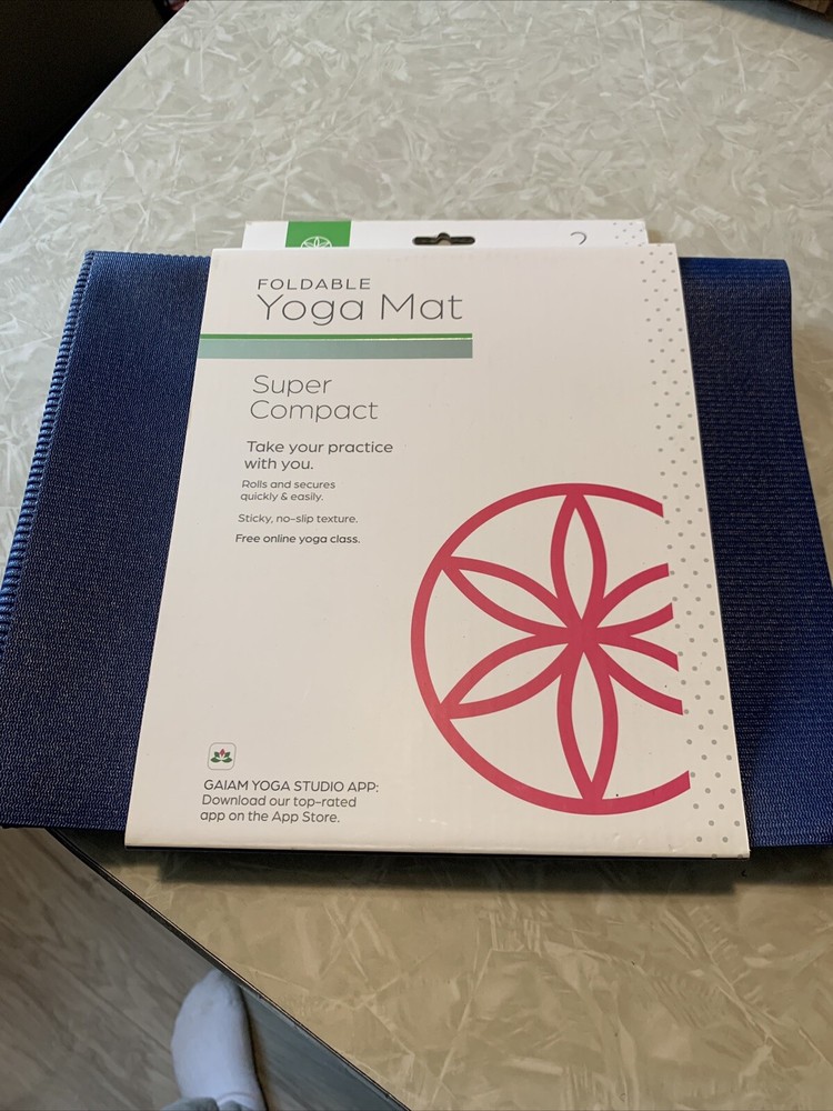 Gaiam 2MM Thick Foldable Yoga Mat 68x24 Blue New In Package Gaiam 2MM Thick Foldable Yoga Mat 68x24 Blue New In Package