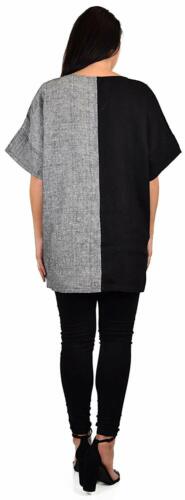 Women's 100% Linen Two Tone Oversized Tunic Shirt Top | Plus & Reg Sizes - Picture 3 of 3