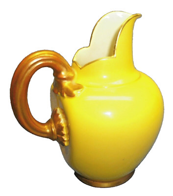 ANTIQUE ROYAL WORCESTER PORCELAIN 5'' FLAT BACK PITCHER 1094 SOLID YELLOW