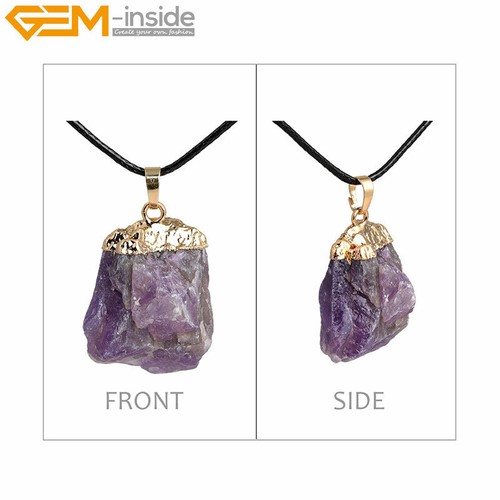Natural Freeform Raw Crude Quartz Crystal Gemstone Pendant Reiki Necklace UK - Picture 24 of 89
